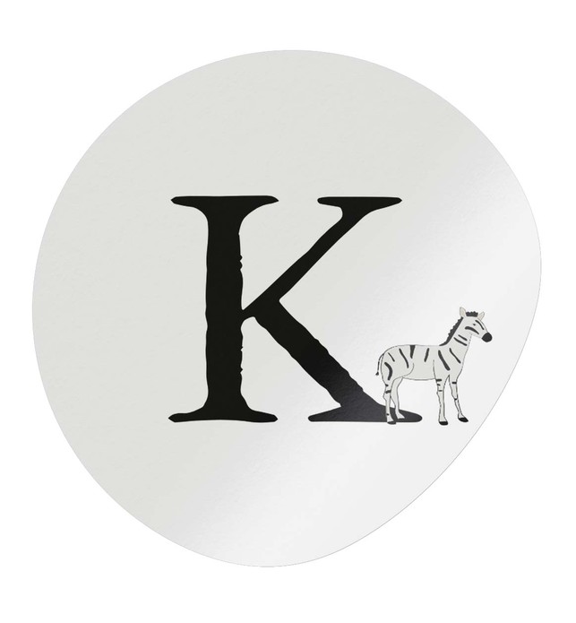 Sluitsticker letter K zebra