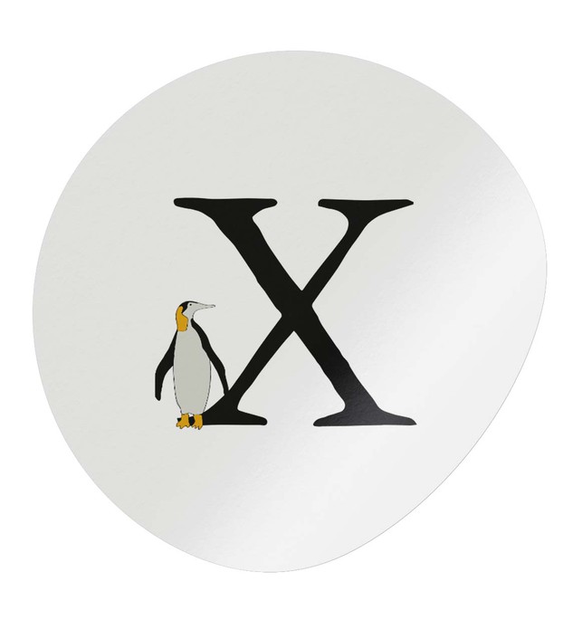 Sluitsticker letter X pinguin