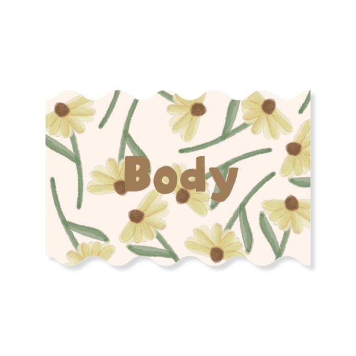 Geboortekaartje golvend en bloemen - Body