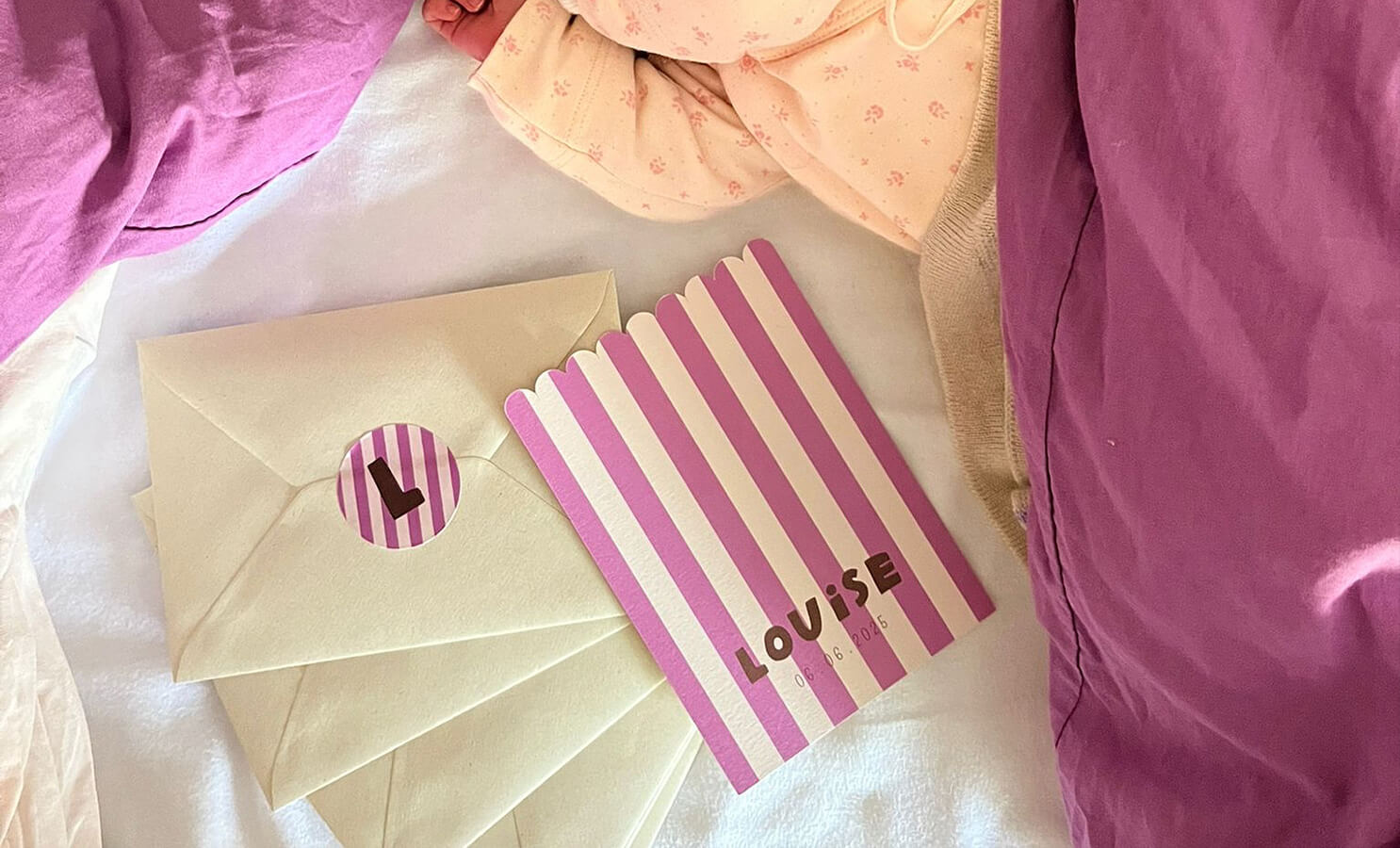 Geboortekaartje popcorn streep